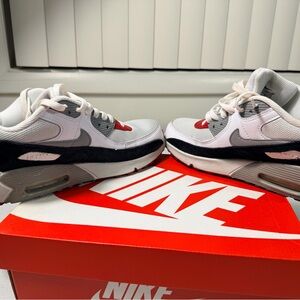 Nike Air Max 90 White and Gray with Red Accents